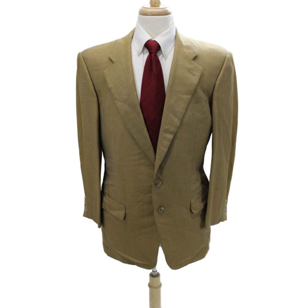 Ermenegildo Zegna Mens Brown Check Suit Jacket Rayon Bemberg Size 50